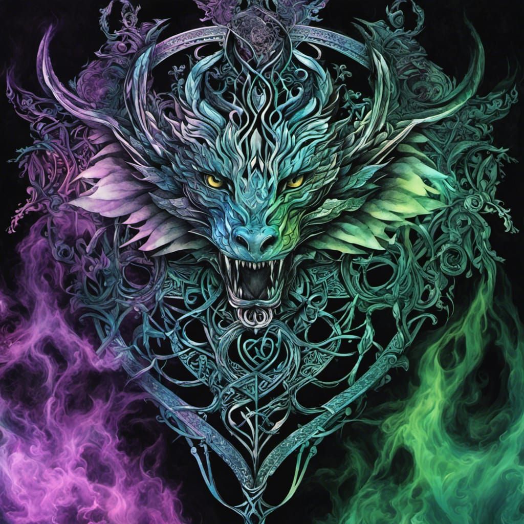 Celtic Dragon with Glowing Outlines
