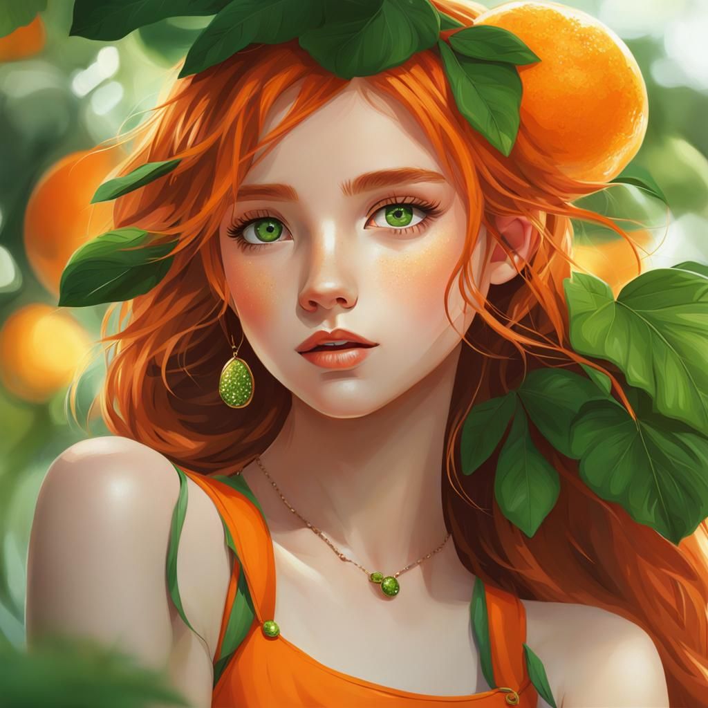 Young Girl with Orange Hair and Green Eyes