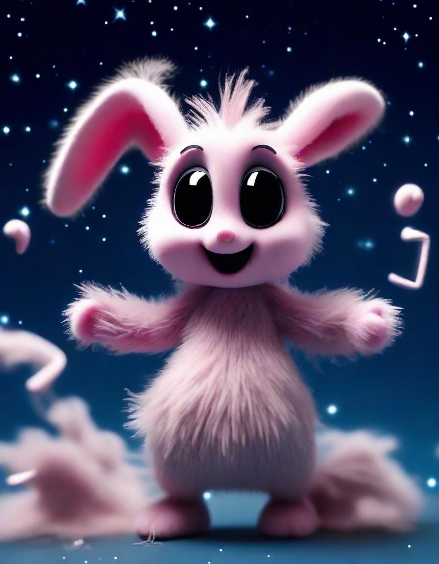 Cute Anthropomorphic Bunnies Soaring Through Space