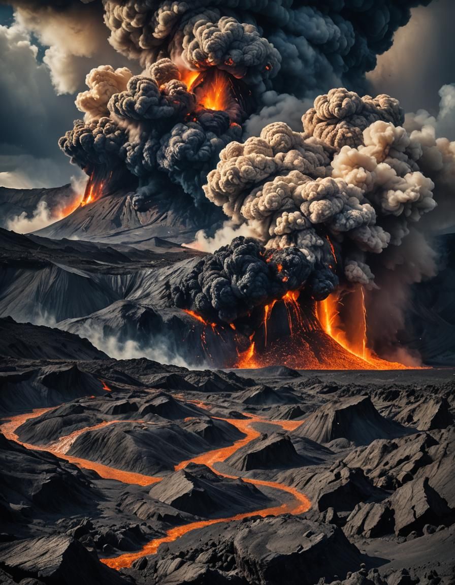 Volcanic Eruption with Pyroclastic Flow, Cinematic Still
