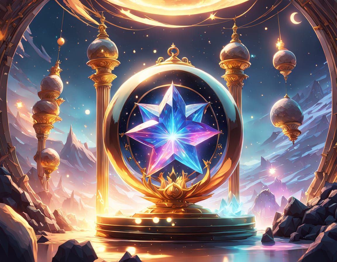 Ethereal Hourglass in Cosmic Night Sky