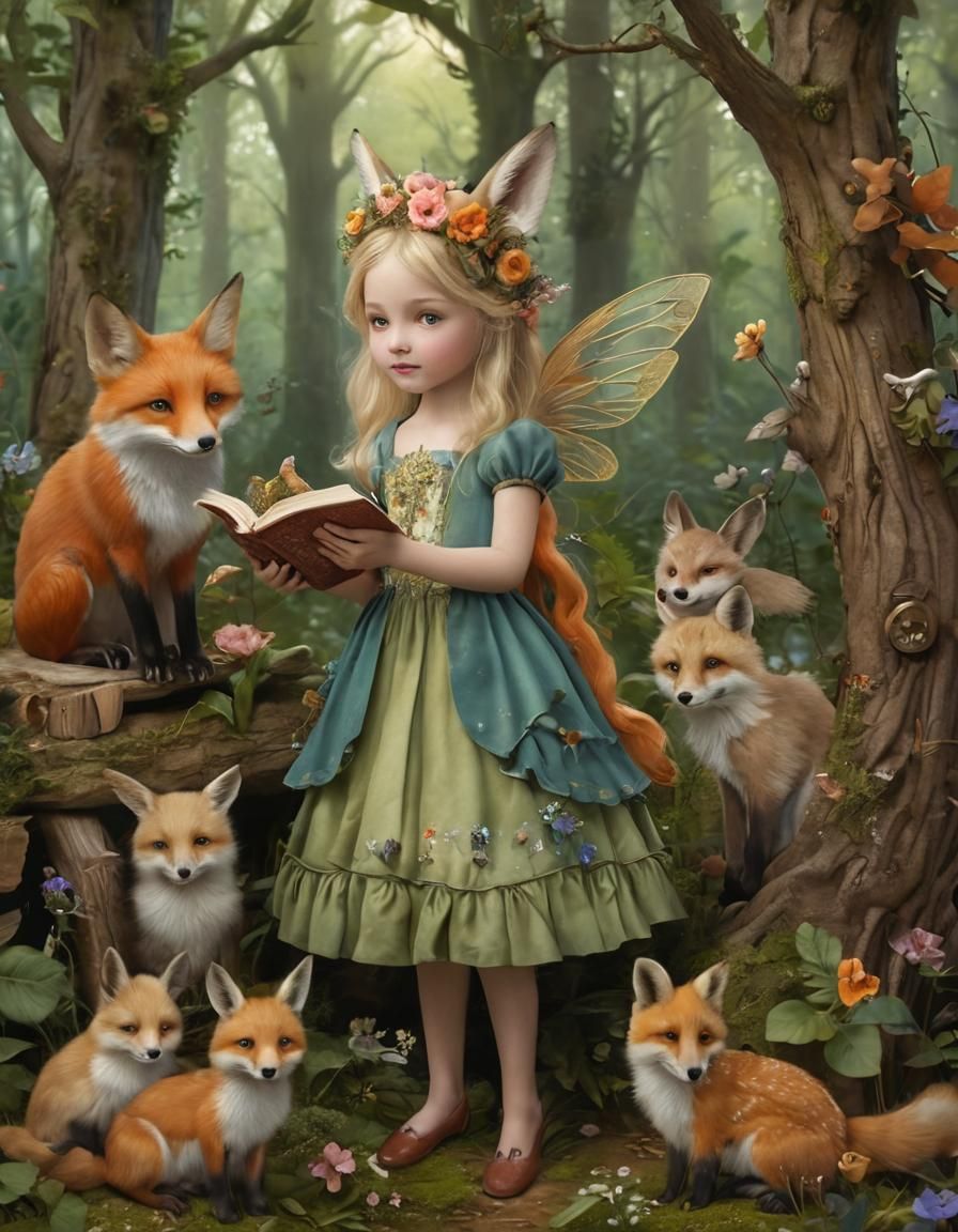 Magical Fairy and Forest Friends Illustration