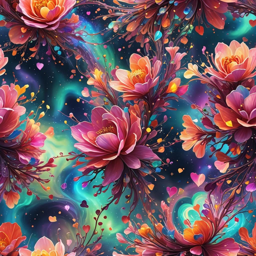 Astral Flowers and Hearts in Celestial Orbits