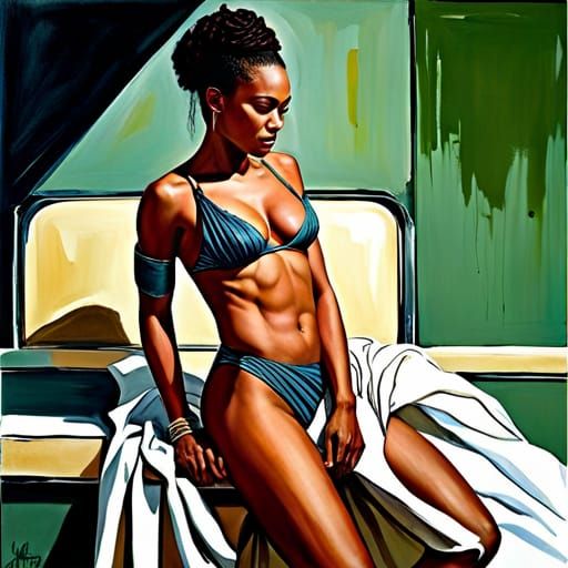 Beautiful Black Woman Portrait in Art Nouveau Style