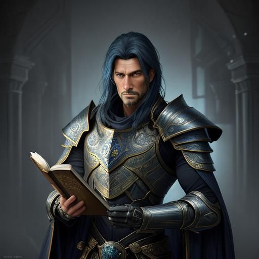 Armored Lawyer in Ancient Police Station, Fantasy Art