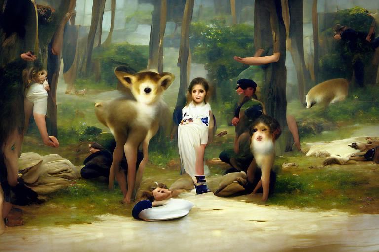 Fawn in Headlights: Bouguereau-esque Painting