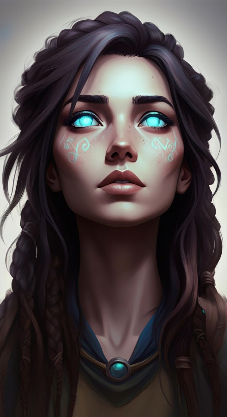 Ethereal Brunette Goddess Radiates Mystic Energy in Digital....