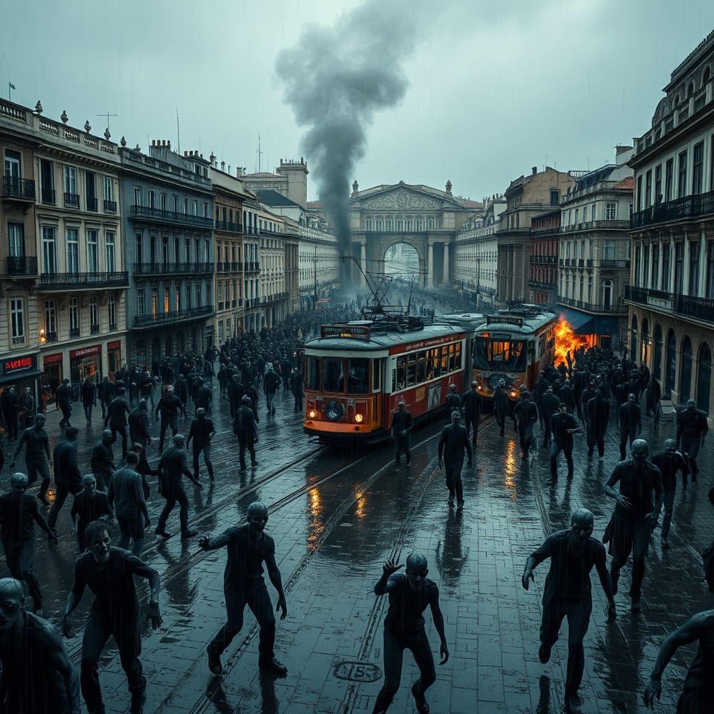 Zombie Apocalypse in Lisbon's Rainy Ruins