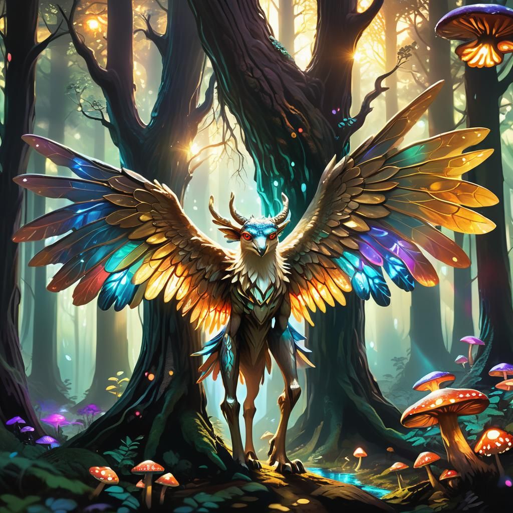 Mythical Creature in Mystical Forest: Fantasy Concept Art