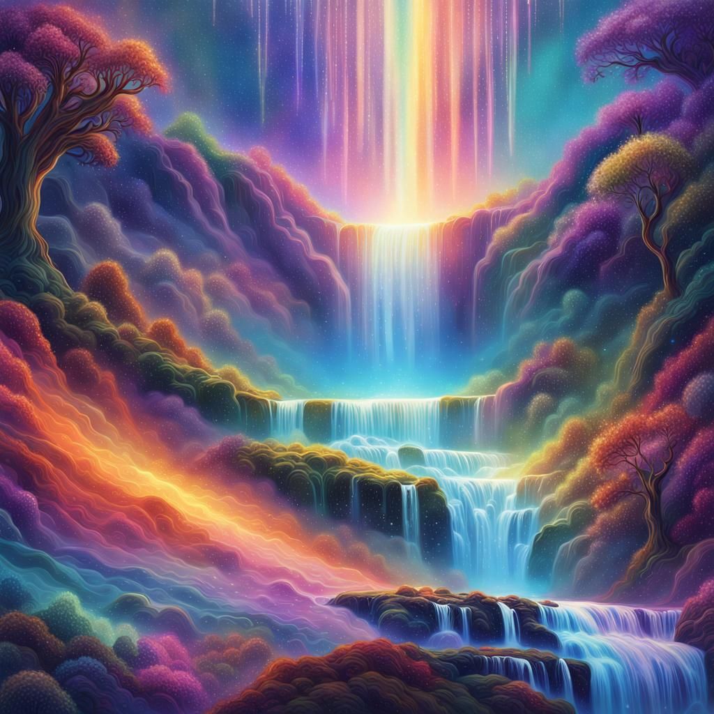 Cosmic Waterfall Cascading into Astral Portal