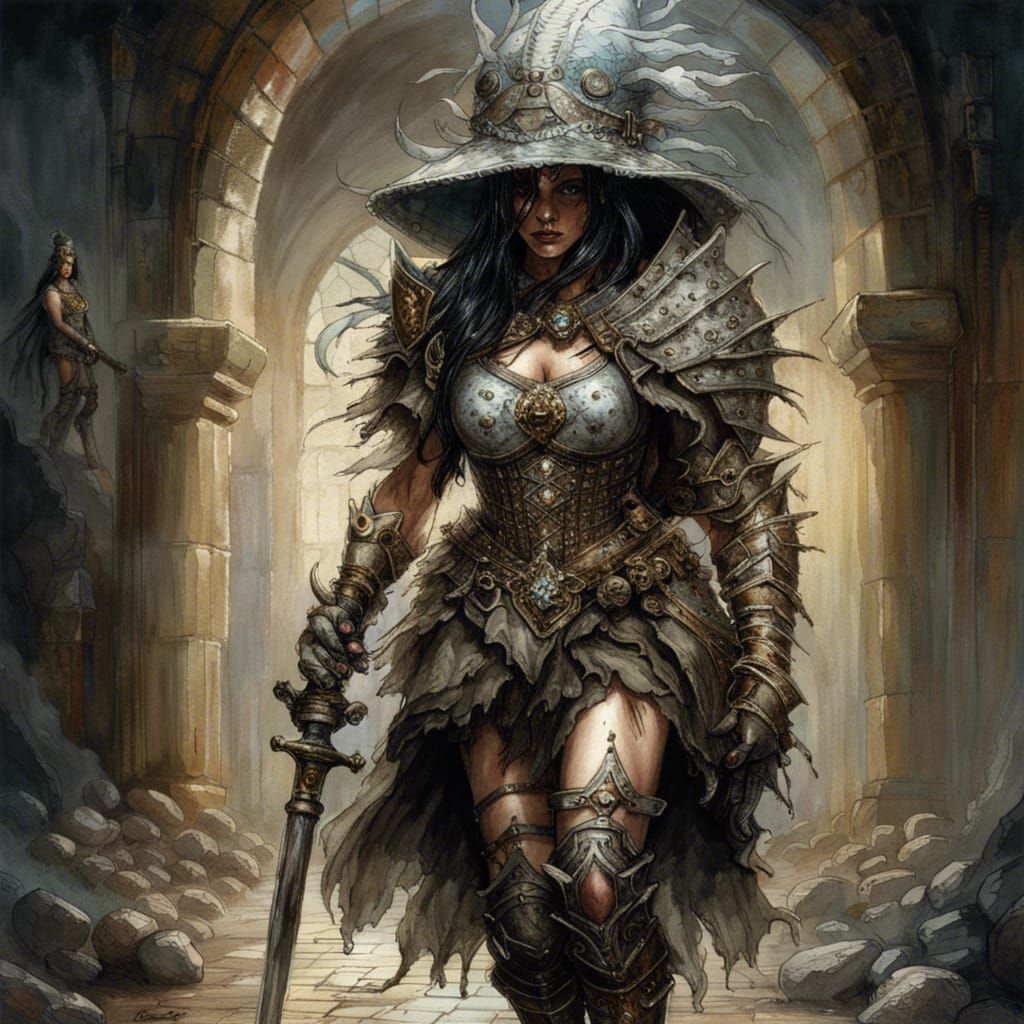 Voluptuous Knight Portrait in Hyperrealistic Digital Art