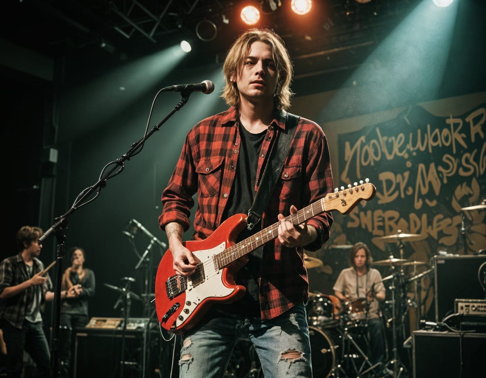 Lead Singer Shines in Intimate Grunge Performance