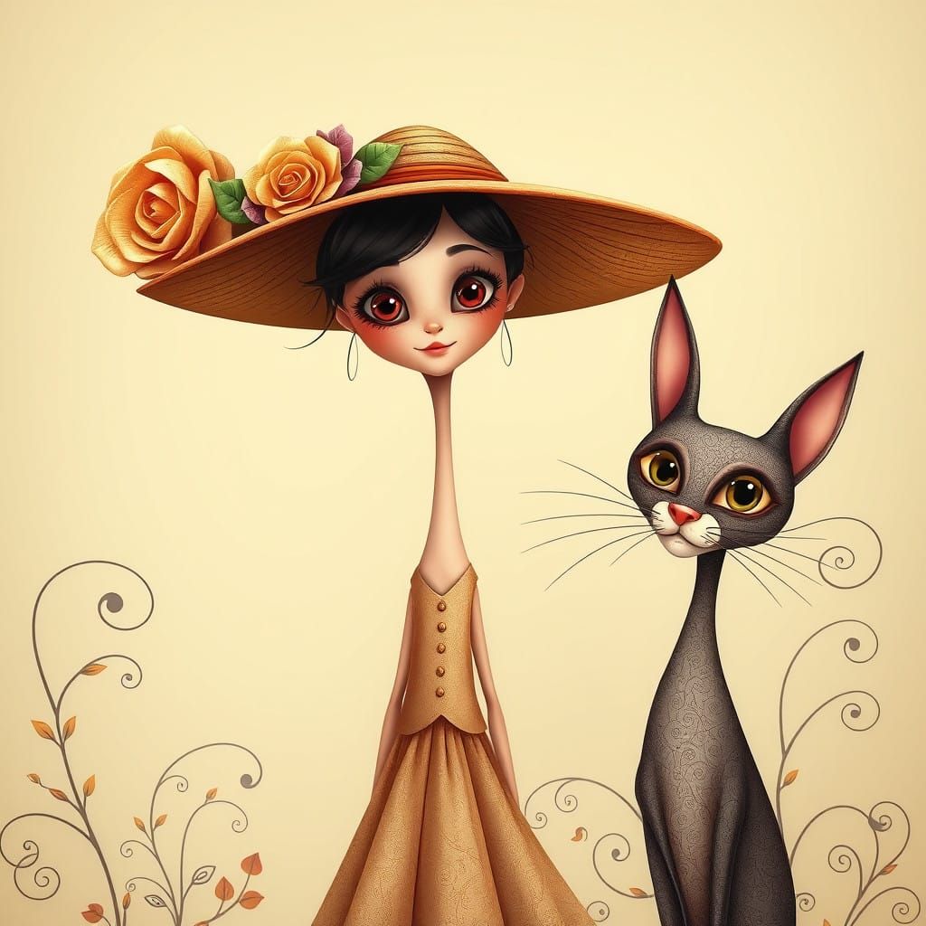 Enchanting Whimsical Scene with Intricate Pointillism Textur...