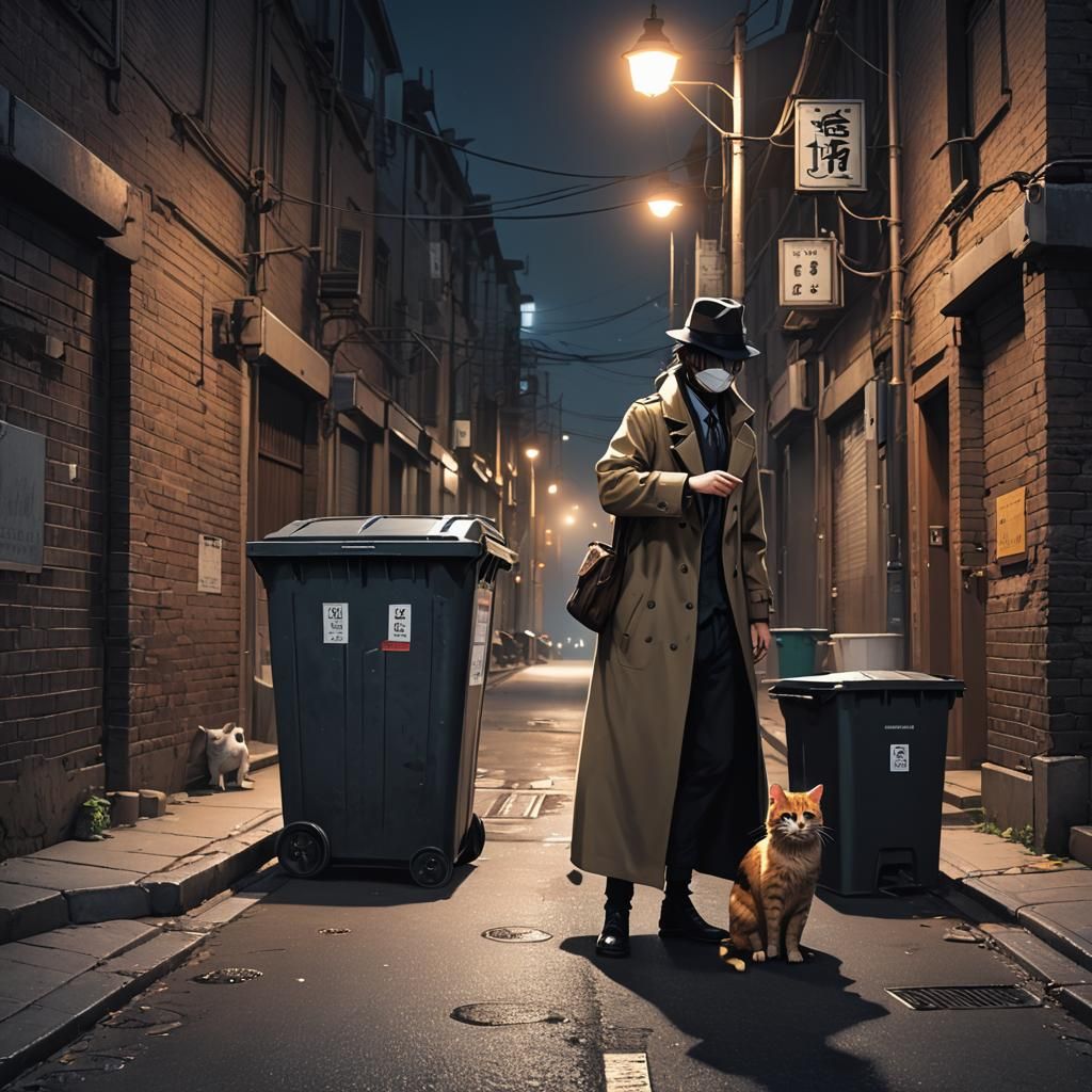 Mysterious Figure in Alleyway, Anime Style