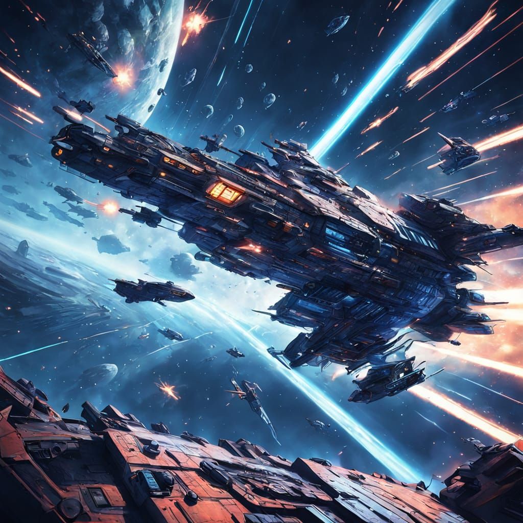 Minbari Warcruiser Macro Shot in Space Opera Style