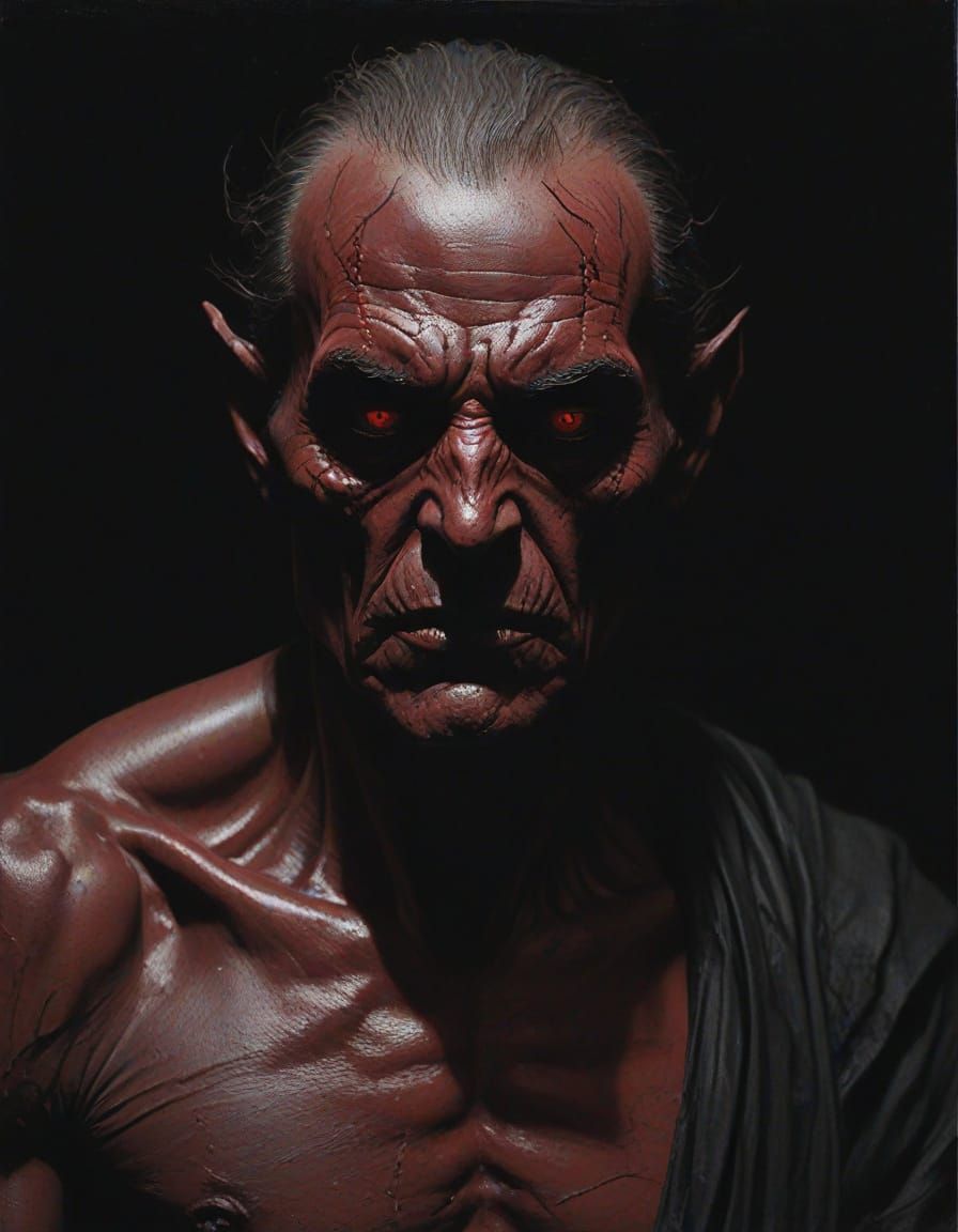 Diabolical Crimson Horror Impasto Painting