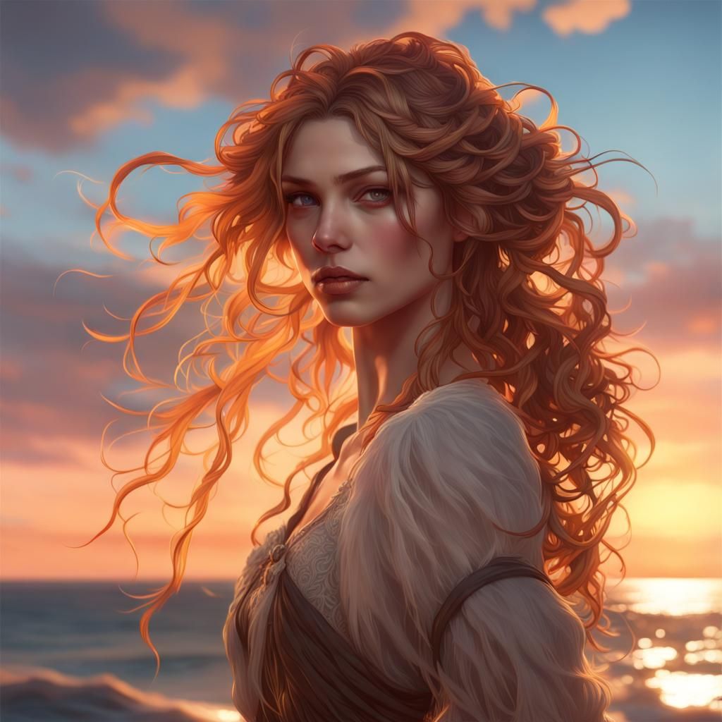 Autumn Sunset Portrait in Hyperdetailed Style