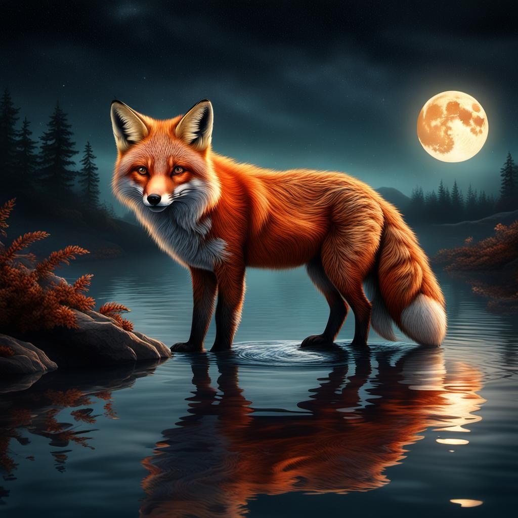 Enigmatic Red Fox Mirage: Fantasy Concept Art