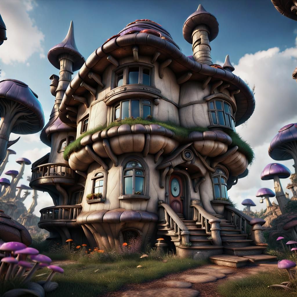 Megatron Style Mushroom House, Hyperrealistic 8K