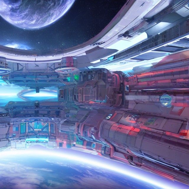 Colorful Sci-Fi Space Station in 4K