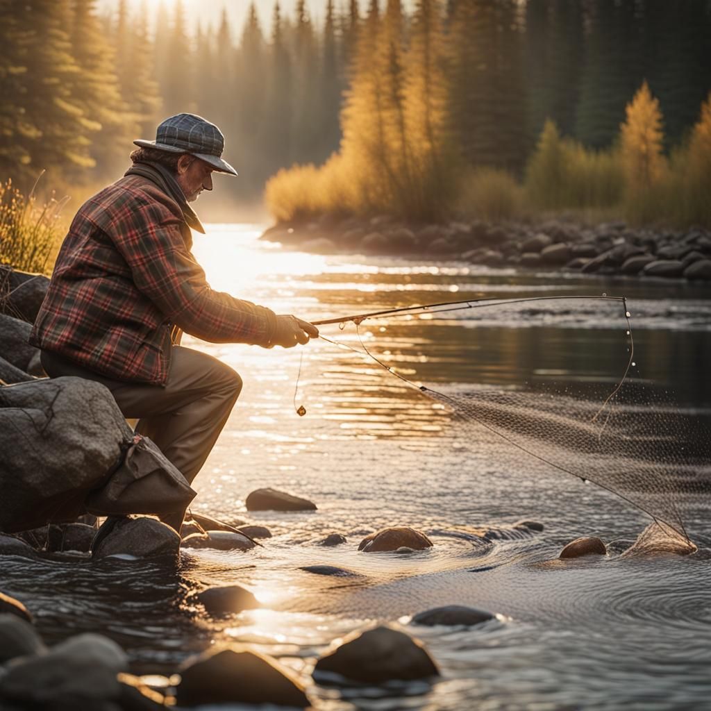 Fly Fishing in the Miramichi River: Digital Art