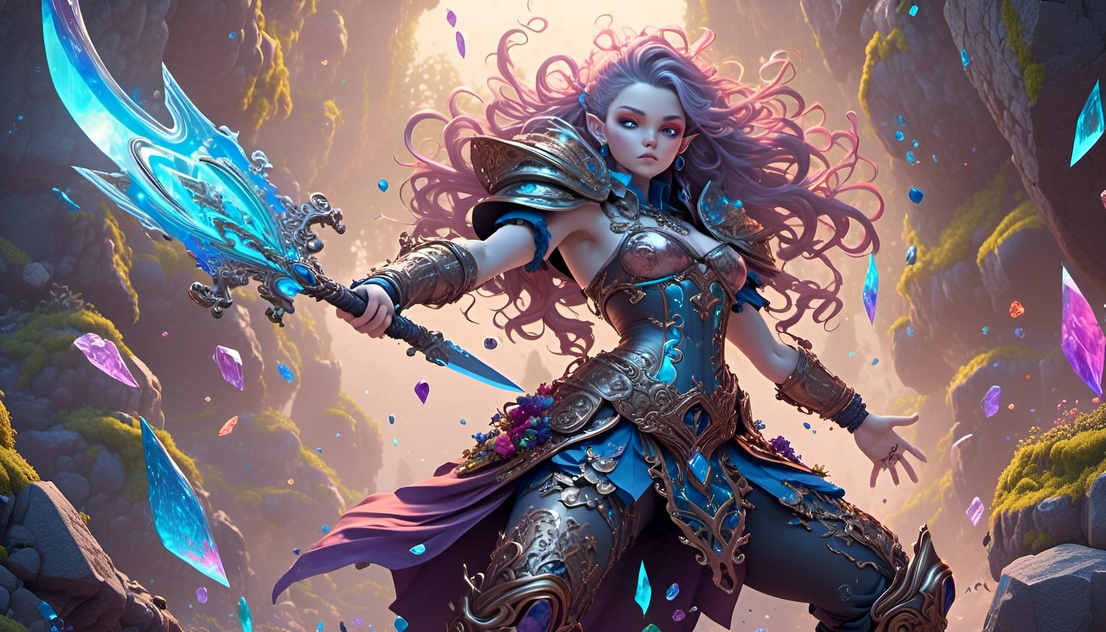 Metaphysical Gemstone Warrior Battles Dark Entity