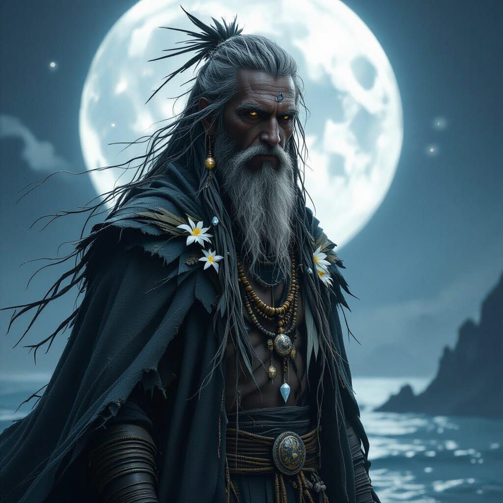 High Shaman of the Moonwake Chain in Dark Fantasy Art