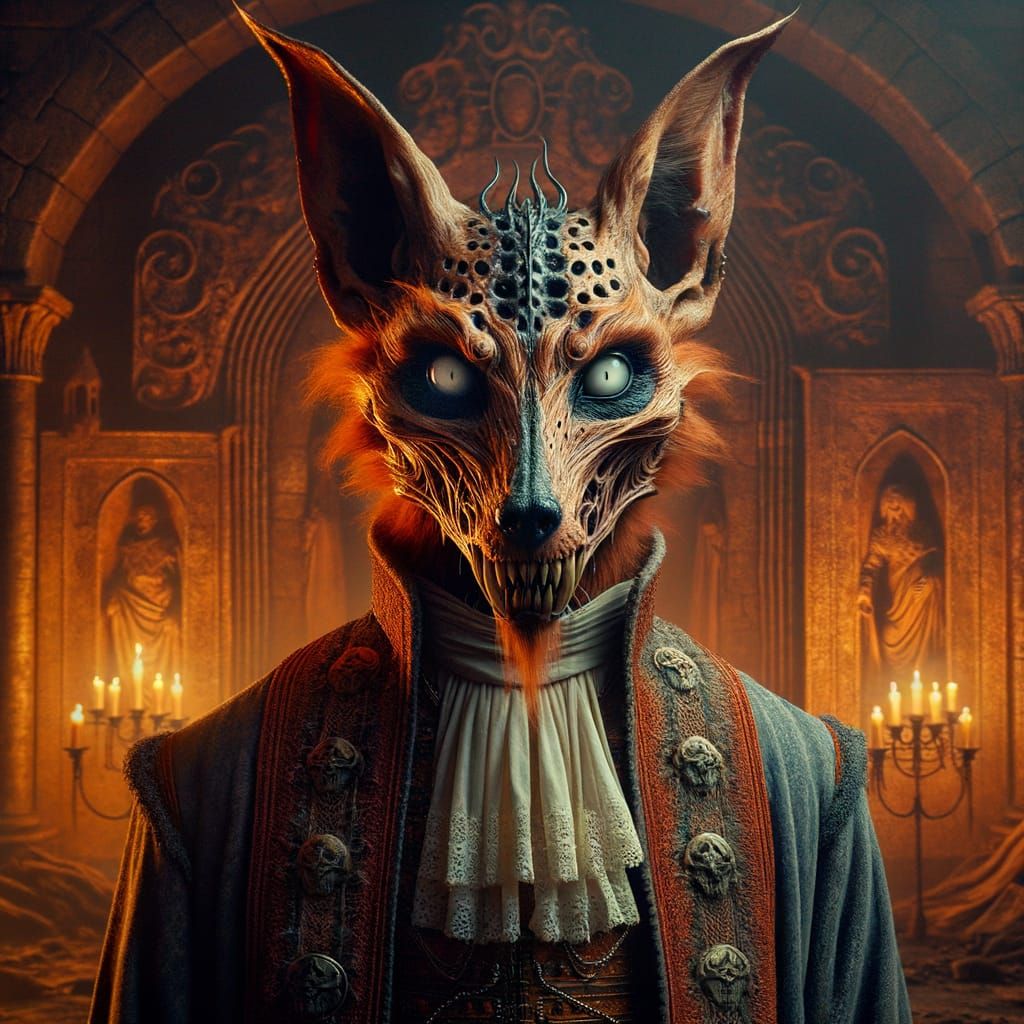 Coyote-Headed Demon King in Sinister Royal Attire
