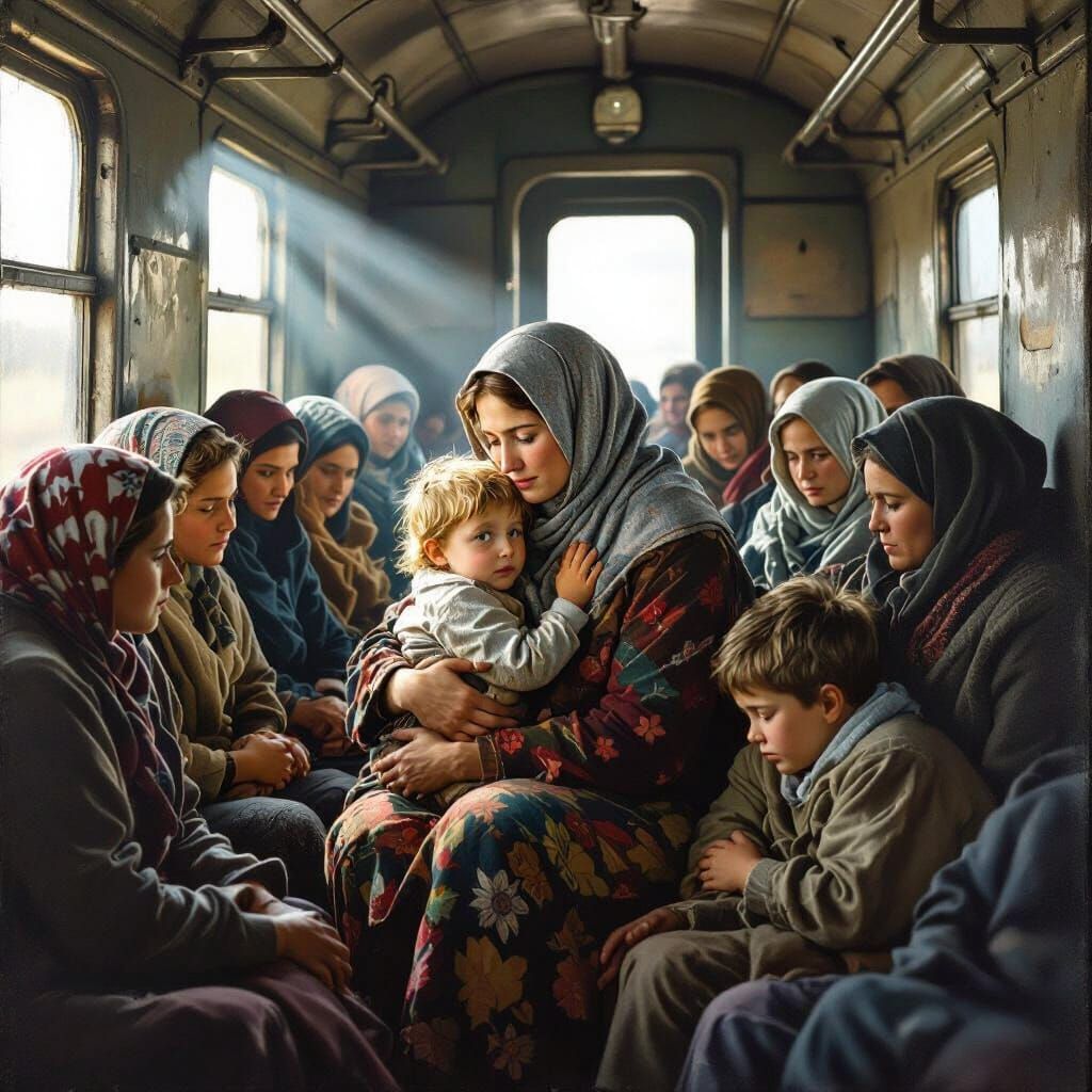 1944 Crimean Tatar Deportation Inside Freight Train