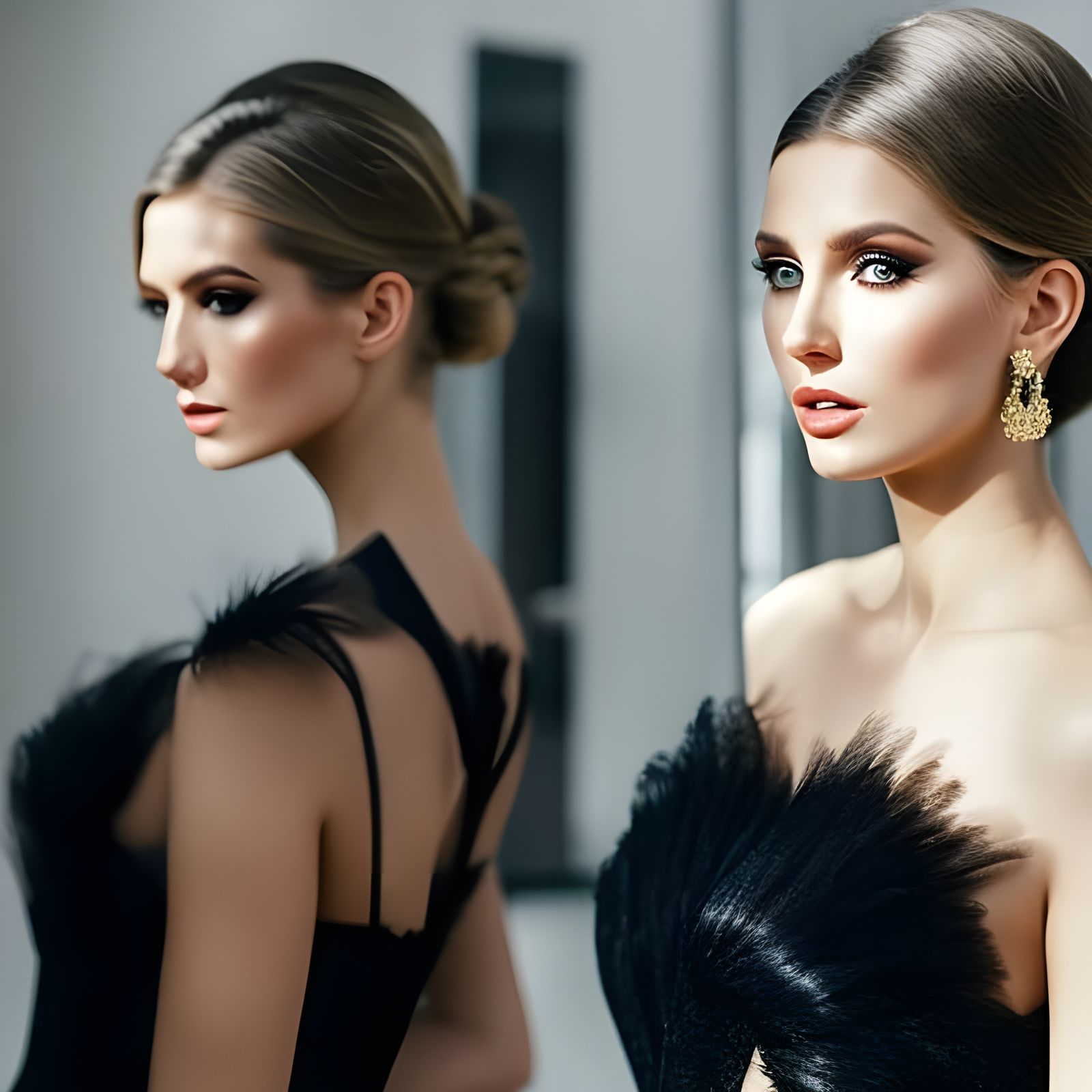 Expressive Woman in Mirror: Hyperrealistic Digital Painting