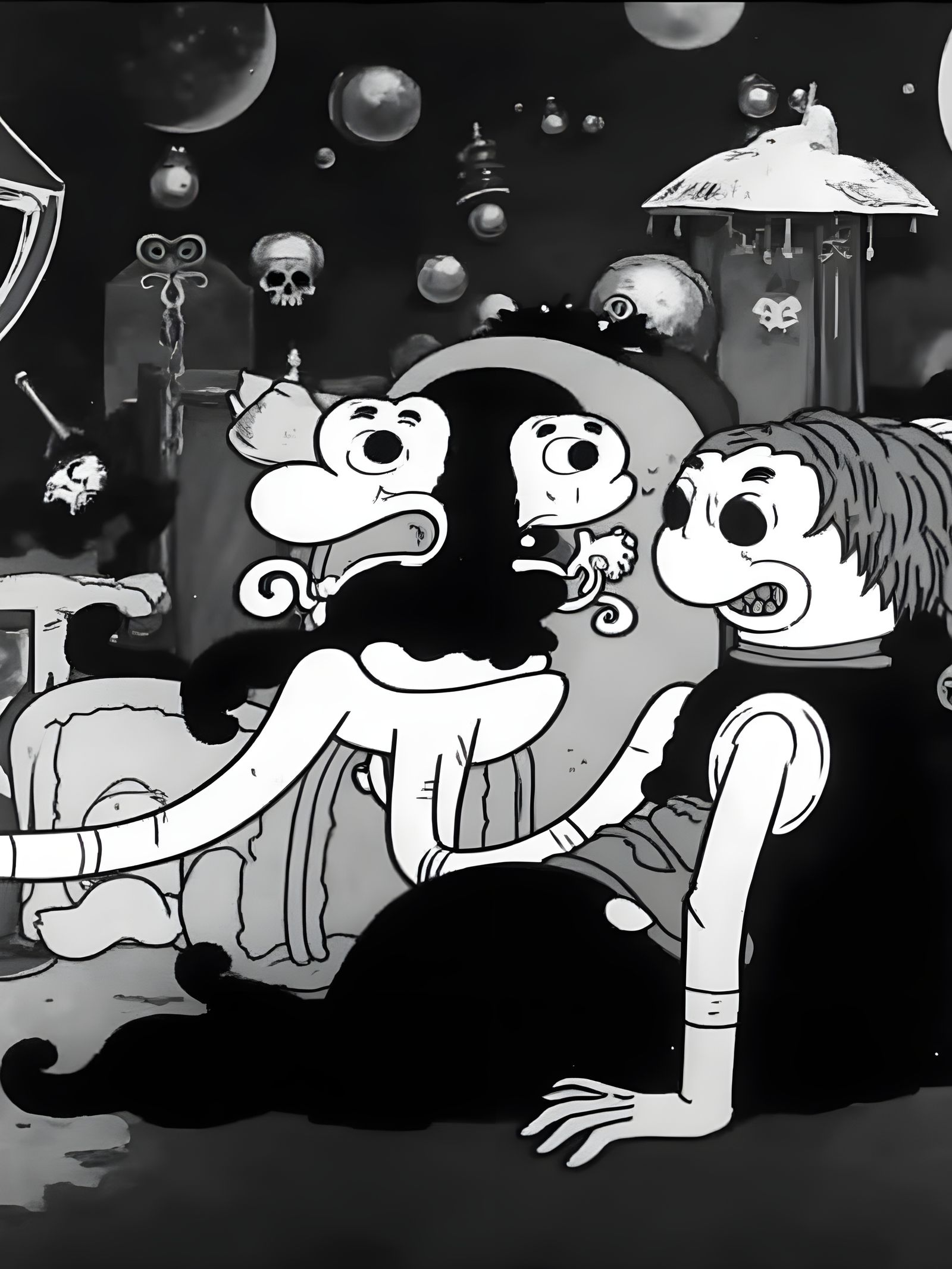 Psychedelic Auroracore Dog Park Meeting in 1930s Cartoon Sty...