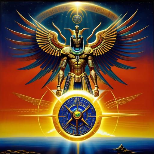 Osiris and Ra Trade Places in Surreal Oil Painting