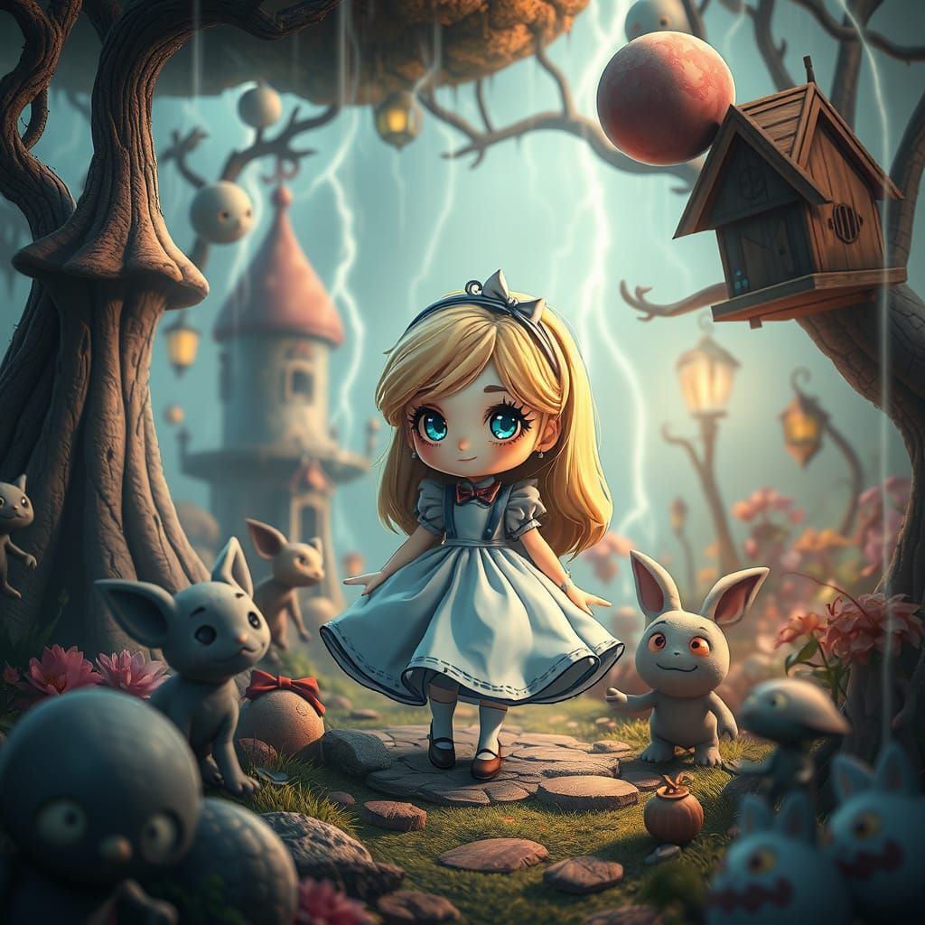 Chibi Alice in Dark Whimsical Wonderland