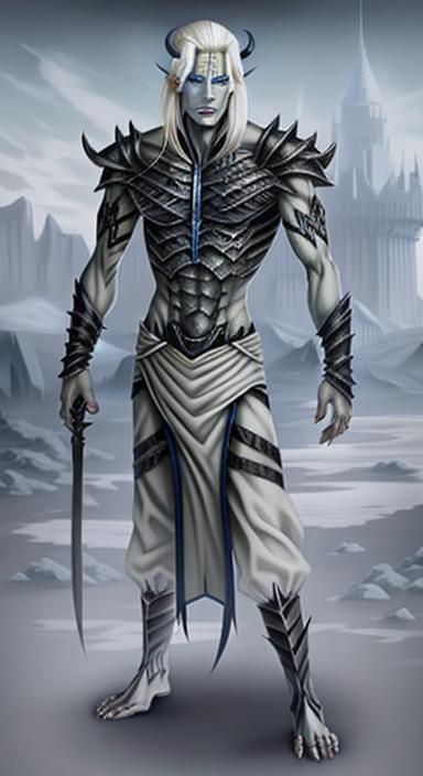 Icy Demon Portrait with Platinum Blond Hair