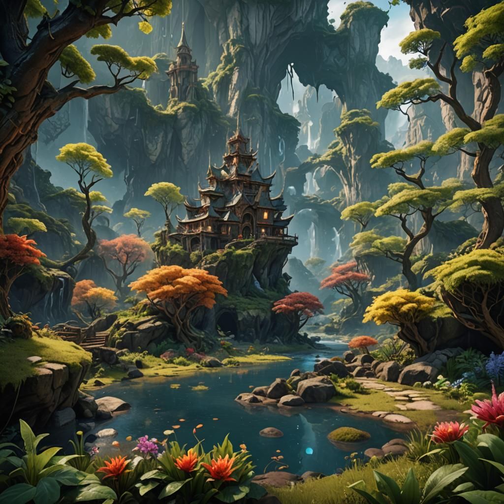 Fantastical Nature Scene in Detailed Matte Painting