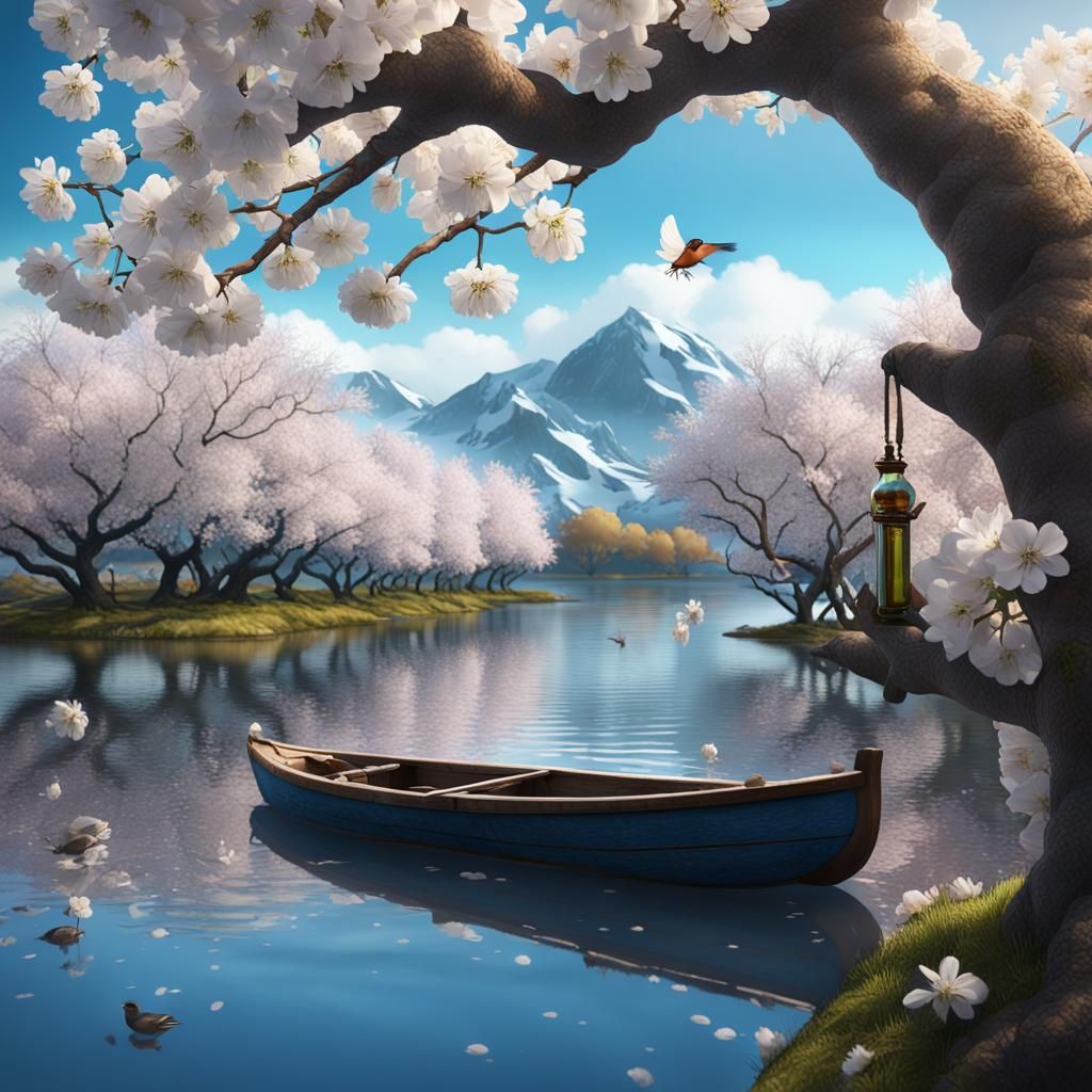 Cherry Blossom Bonsai Tree in Glass Bottle