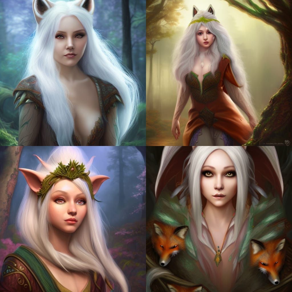 Fantasy Forest Gnome Portrait with Fox Companion