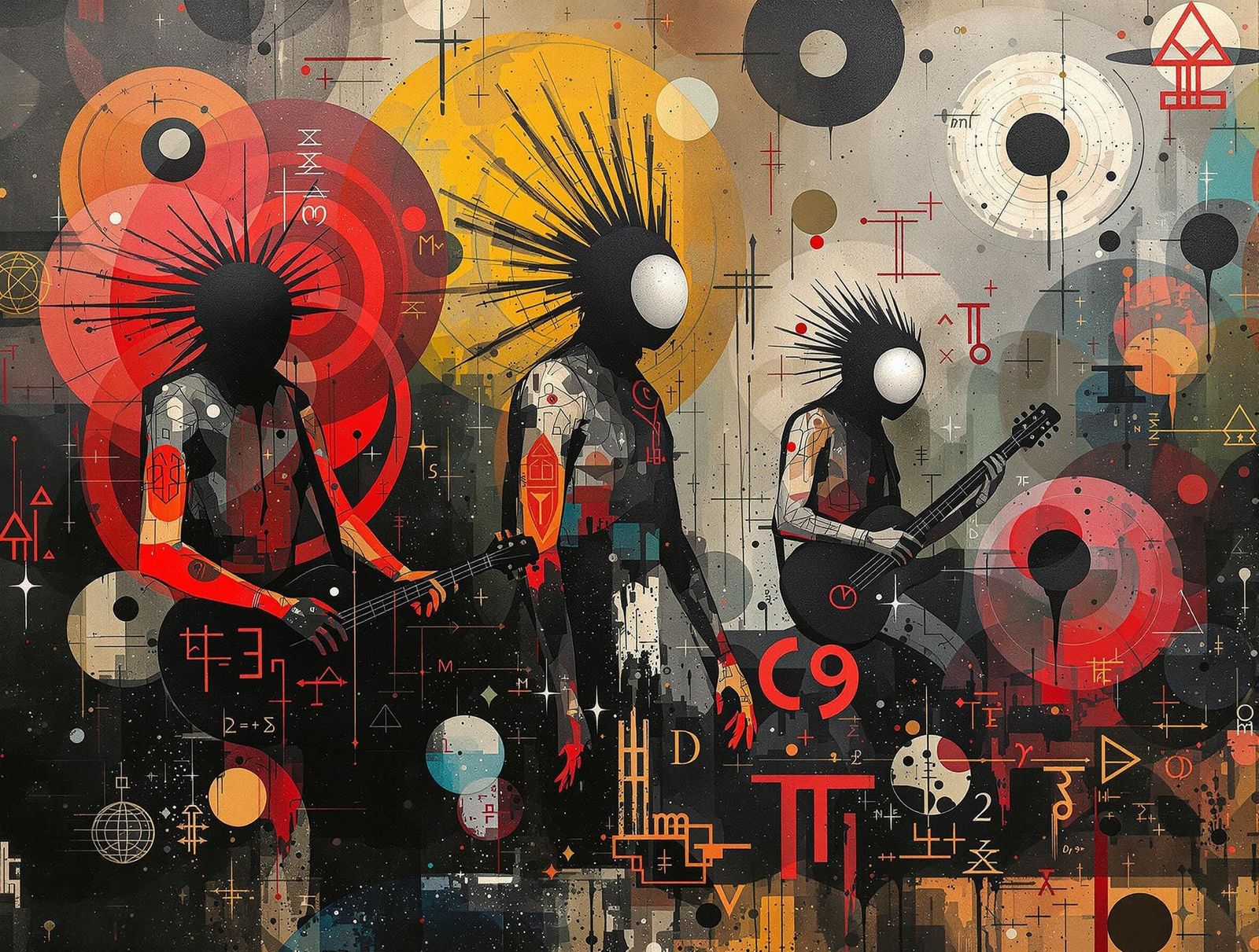 Musical Band in Abstract Expressionist Style