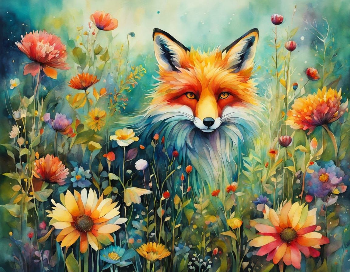 Whimsical Wildflower Illustration in Magical Style