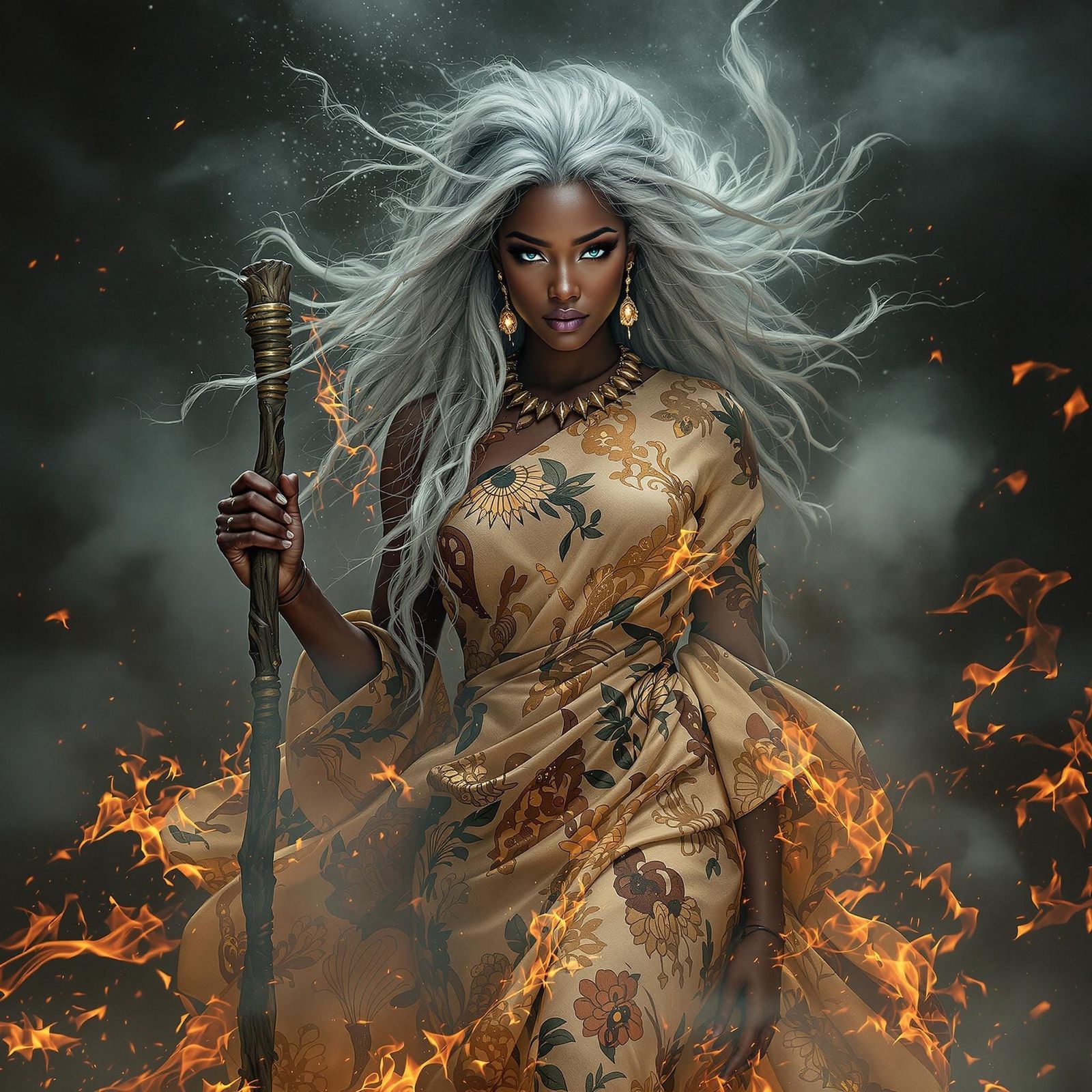 Timeless African Storm Goddess with Serene Intimidation