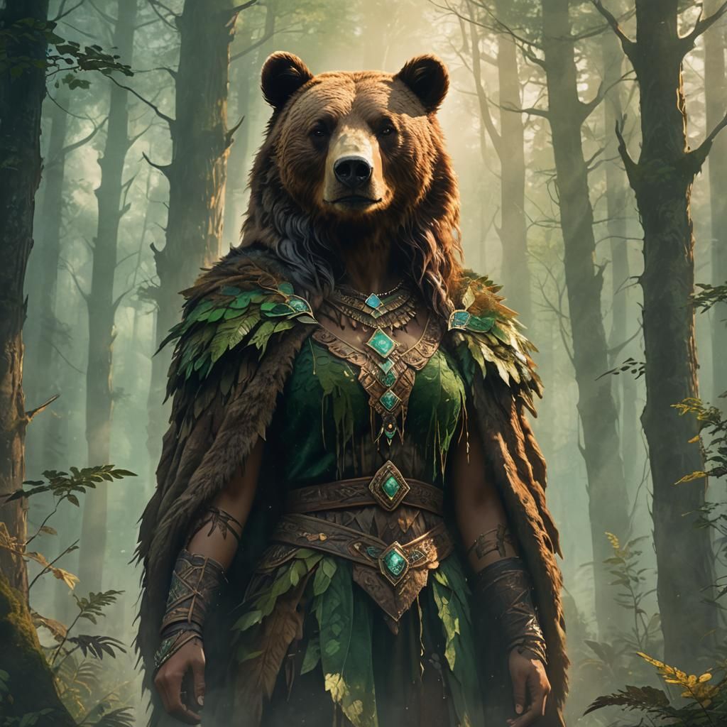Heroic Woman in Bearskin, Fantasy Concept Art