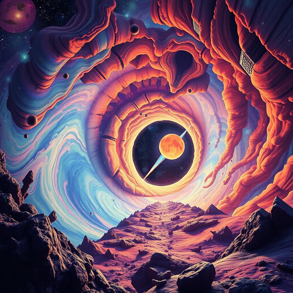 Cosmic Wormhole Portal in Galaxy, 3D Rendered