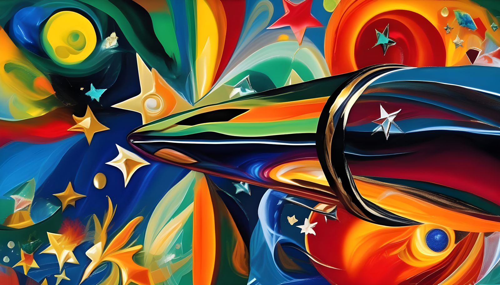 Cyberpunk Starship in Hyperspace