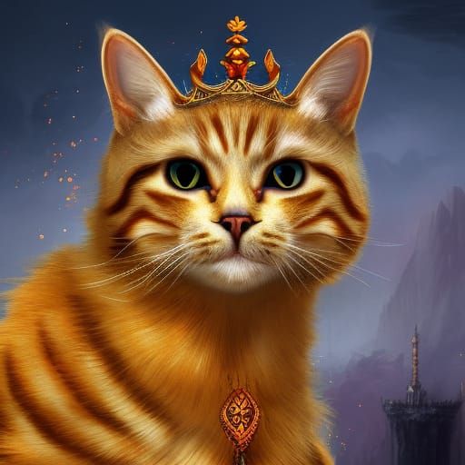 Crowned Cat: Detailed Fantasy Concept Art