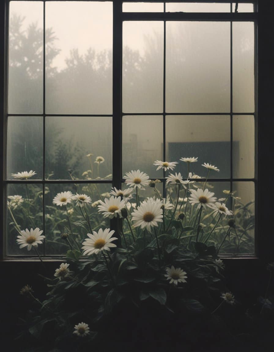 Abstract Collage with Daisies and Dahlias