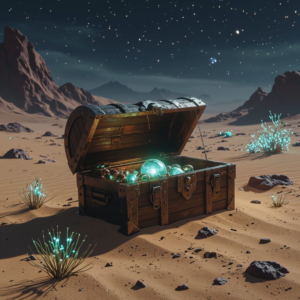 Bioluminescent Treasure Chest on Alien Planet