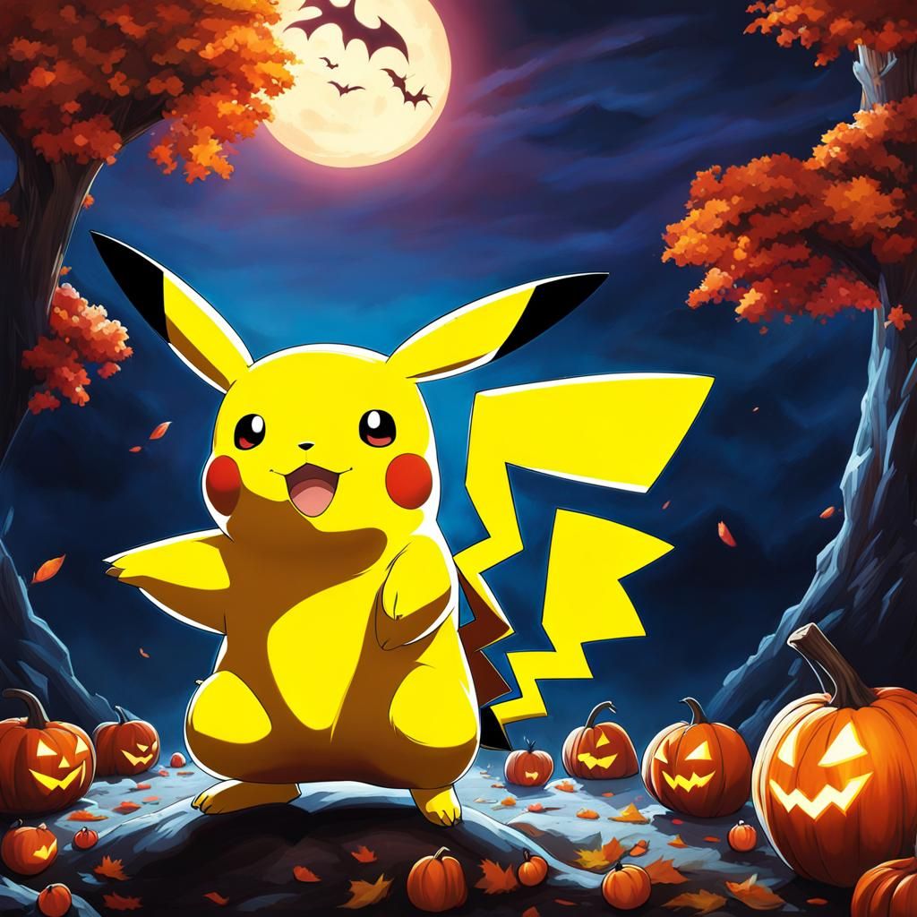 Angry Pikachu Halloween Art in Hyperrealistic Style