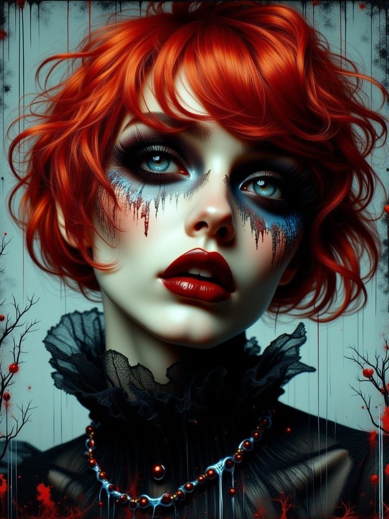 Gothic Despaircore Portrait of a Young Woman