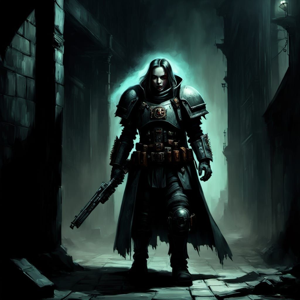 Adeptus Arbites Enforcer in Grimdark Gothic Style