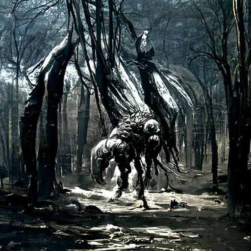 Scary Trees in Dark Forest: Horror Art